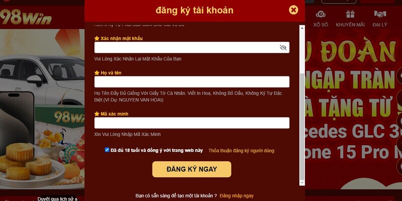 Đăng ký 98WIN chơi bắn cá đổi thưởng kiếm tiền 24/7